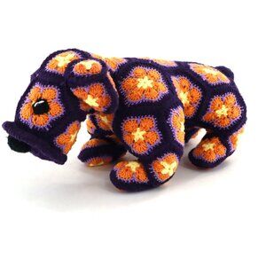Crochet Stuffed Animal‎ Plush Toy Dog Purple Handmade Home Decor Gifts Soft